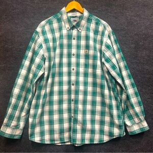 Carhartt Mens Green Plaid Relaxed Fit long sleeve button down shirt size XL
